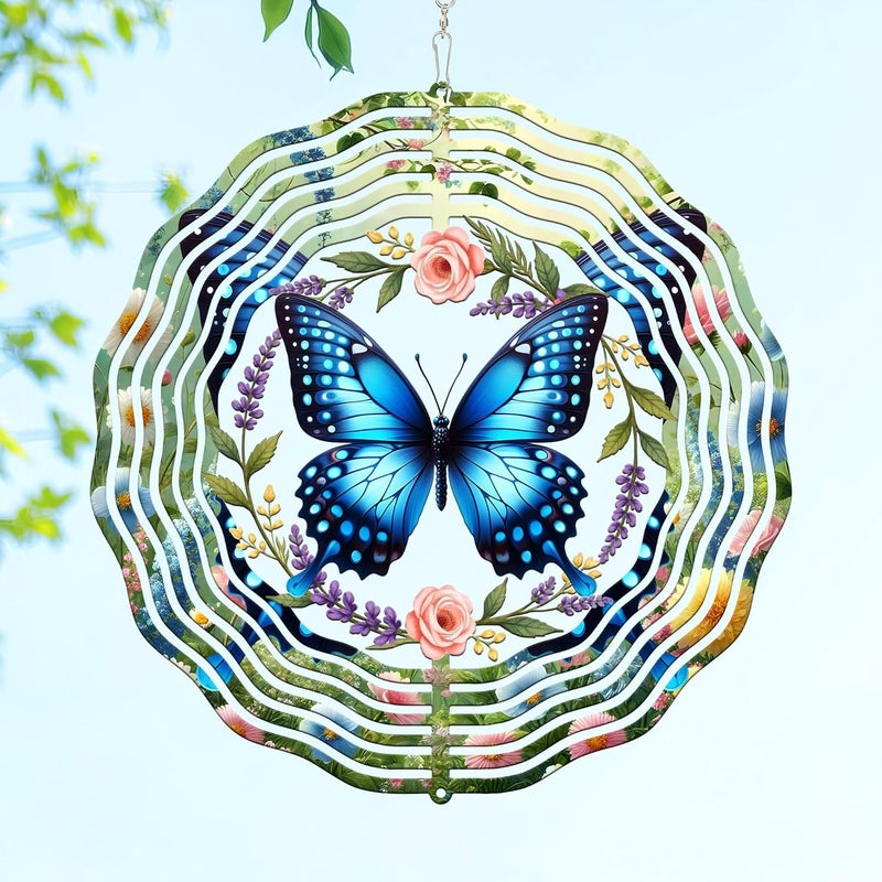 FLAGWIX Butterfly Wind Spinners Outdoor - 3D Stainless Steel Metal Spinner 12 in - Birthday Gifts for Mom, Butterfly Gifts for Women, Yard Decorations Outdoor, Garden Decor - Image 1